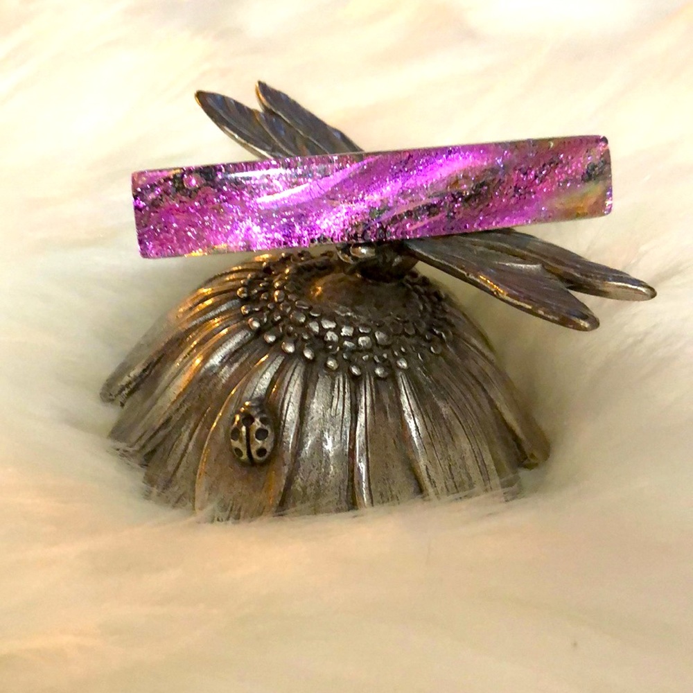 Pink dichroic glass barrette